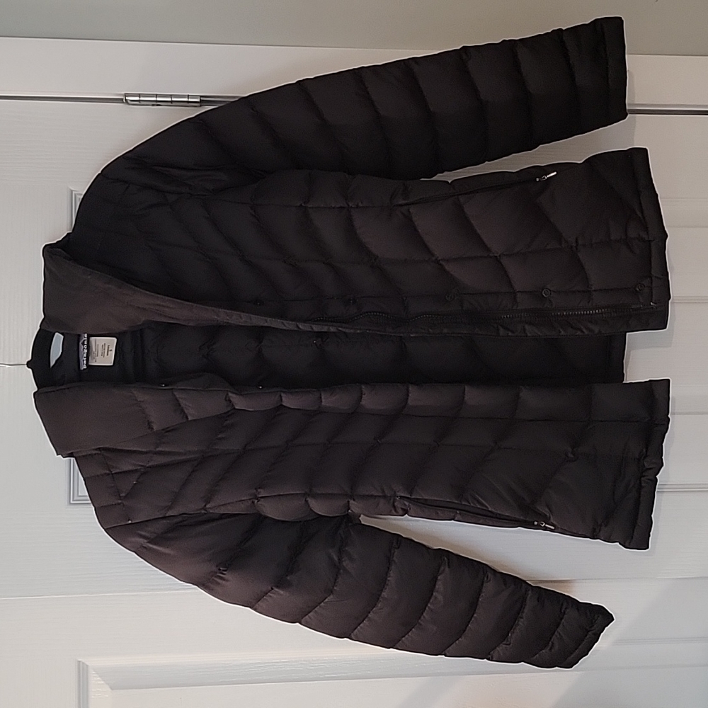 Women's Patagonia Goose Down Downtown Loft Black Puffer Puffy Zip Up Jacket SzSm - Picture 1 of 8